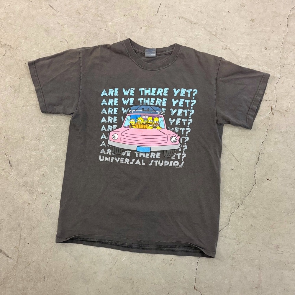 Universal Studios The Simpsons Are We There Yet Graphic T-Shirt Mens Medium Gray